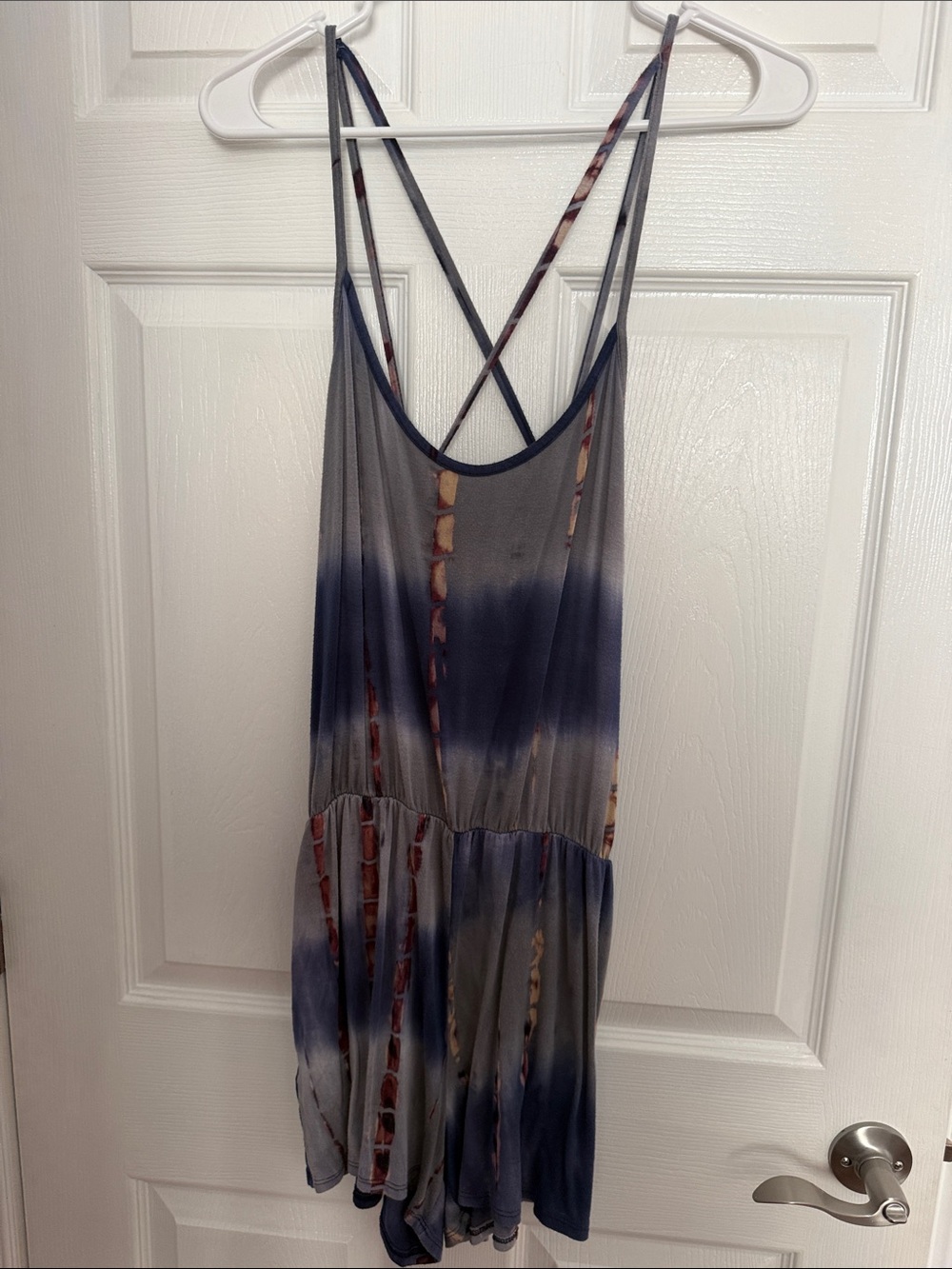 Blue Tie-Dye Strappy Mini Dress
